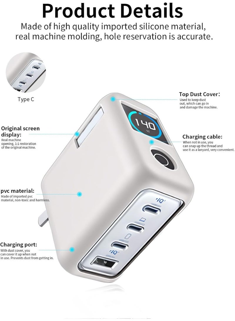 Case for Anker Zolo Laptop Charger 140W, Silicone Protective Cover,Drop-Proof,Scratch-Proof,Shock-Proof,Protective Case for Anker Laptop 140W Charger (Grey) - Image 2